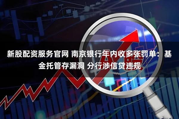 新股配资服务官网 南京银行年内收多张罚单：基金托管存漏洞 分行涉信贷违规